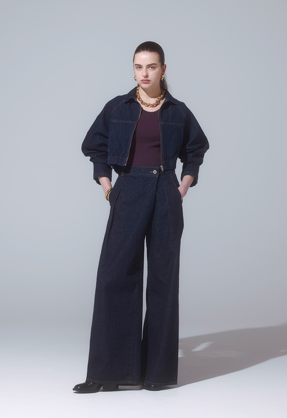 BLOUSON WRAP WIDE PANTS