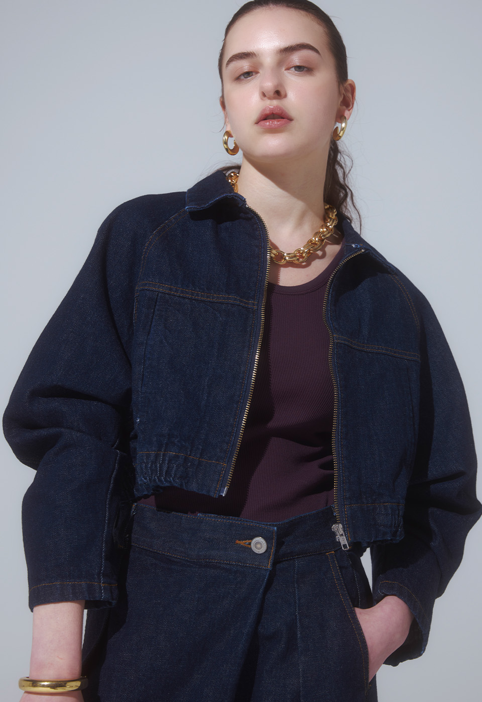 BLOUSON WRAP WIDE PANTS
